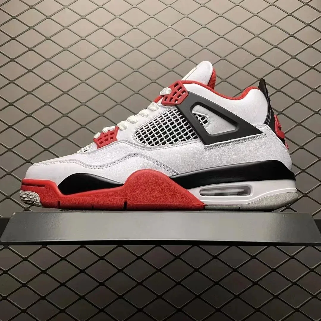 Jordan Nike Air Jordan 4 White/Red Black Sneakers White - 1