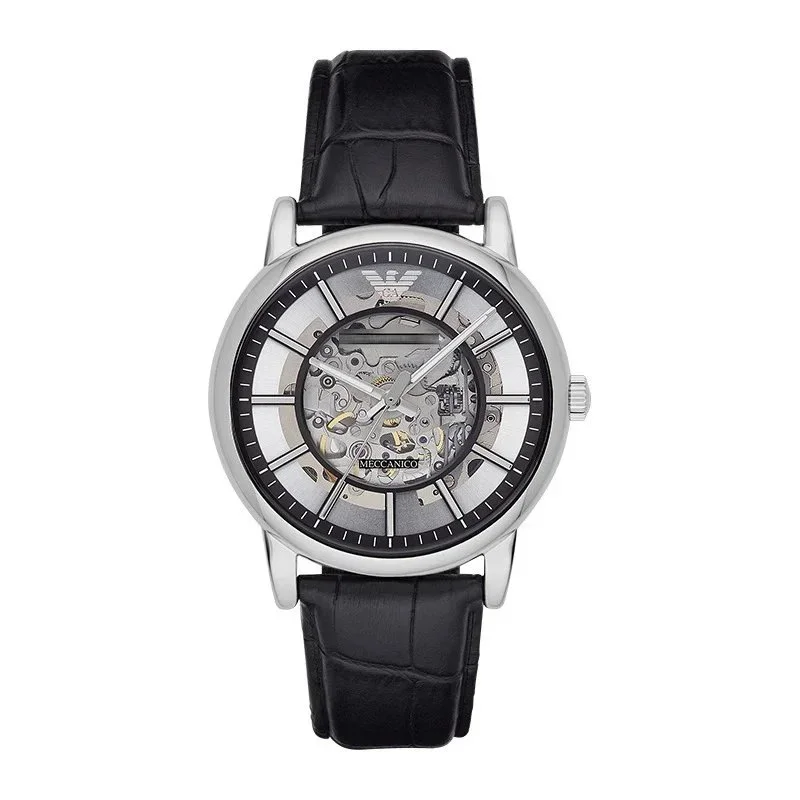 Armani Armani Mechanic Skeleton Watch Black Leather Black - 1