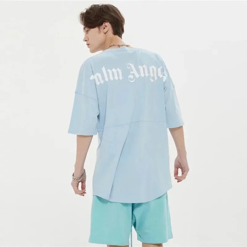 Palm Angels Palm Angels Bear Light Blue T-Shirt with White Logo Blue - 1