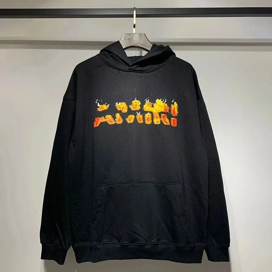 A Bathing Ape A Bathing Ape BAPE STA Black Flame Print Hoodie Black - 1