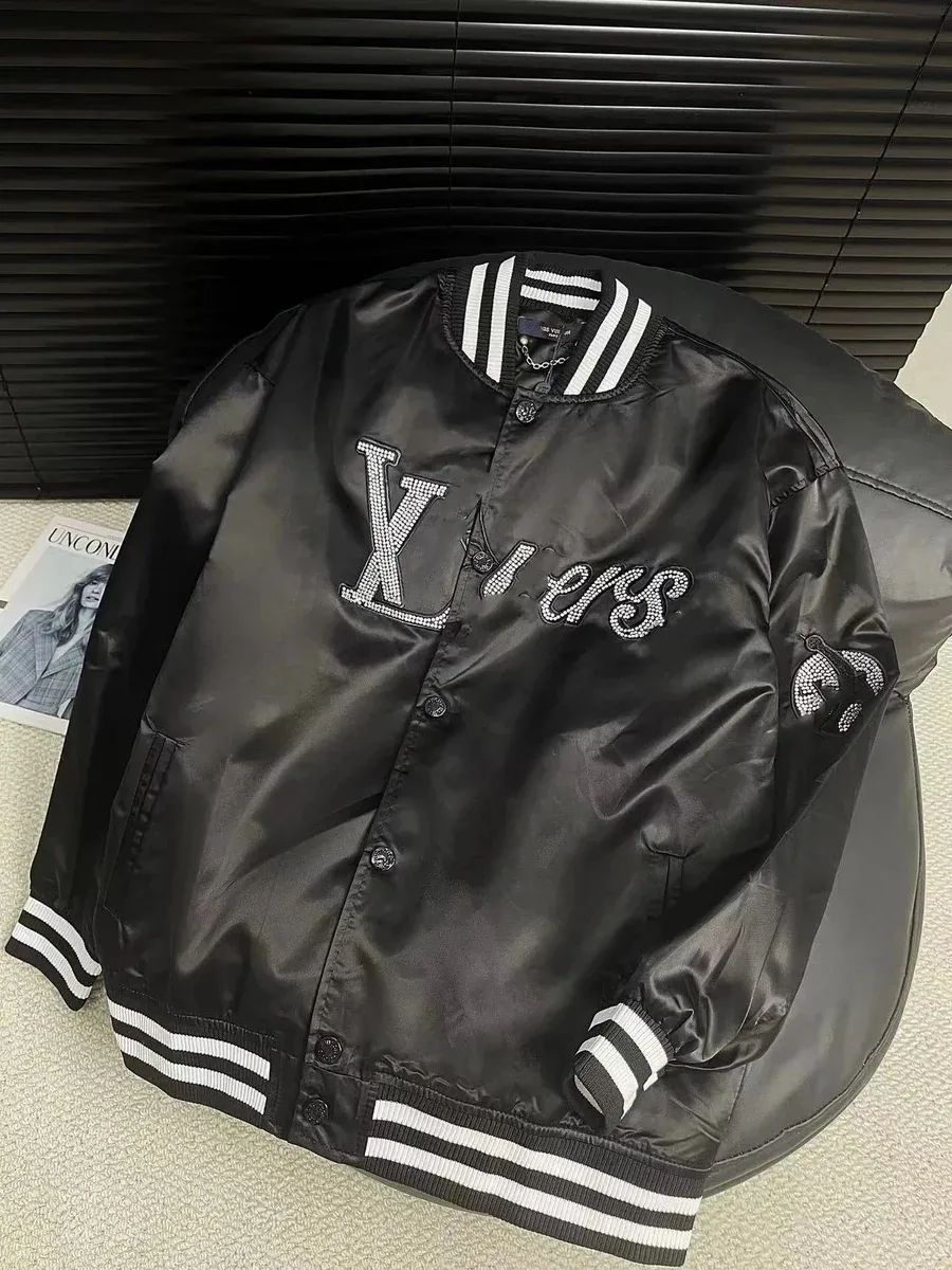 Louis Vuitton Black Embellished Baseball Jacket