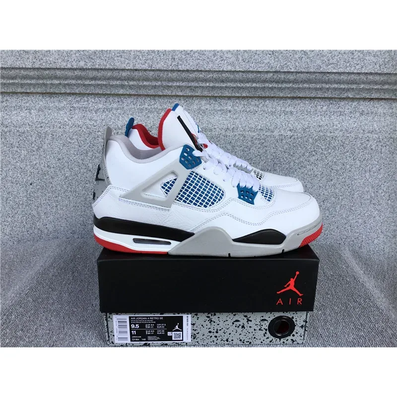 Jordan Nike Air Jordan 4 White/Red/Blue Sneakers White - 1