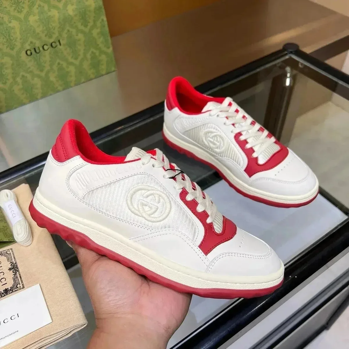 Gucci Gucci GG Marmont White & Red Sneakers White - 1