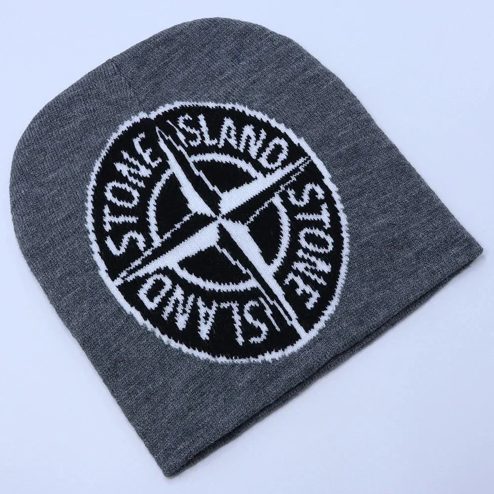 Stone Island Stone Island Grey Beanie with Compass Logo Grey