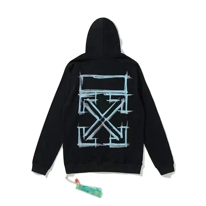 Off-White Off-White Out Of Office Black Hoodie with Light Blue Graphic Black - 1