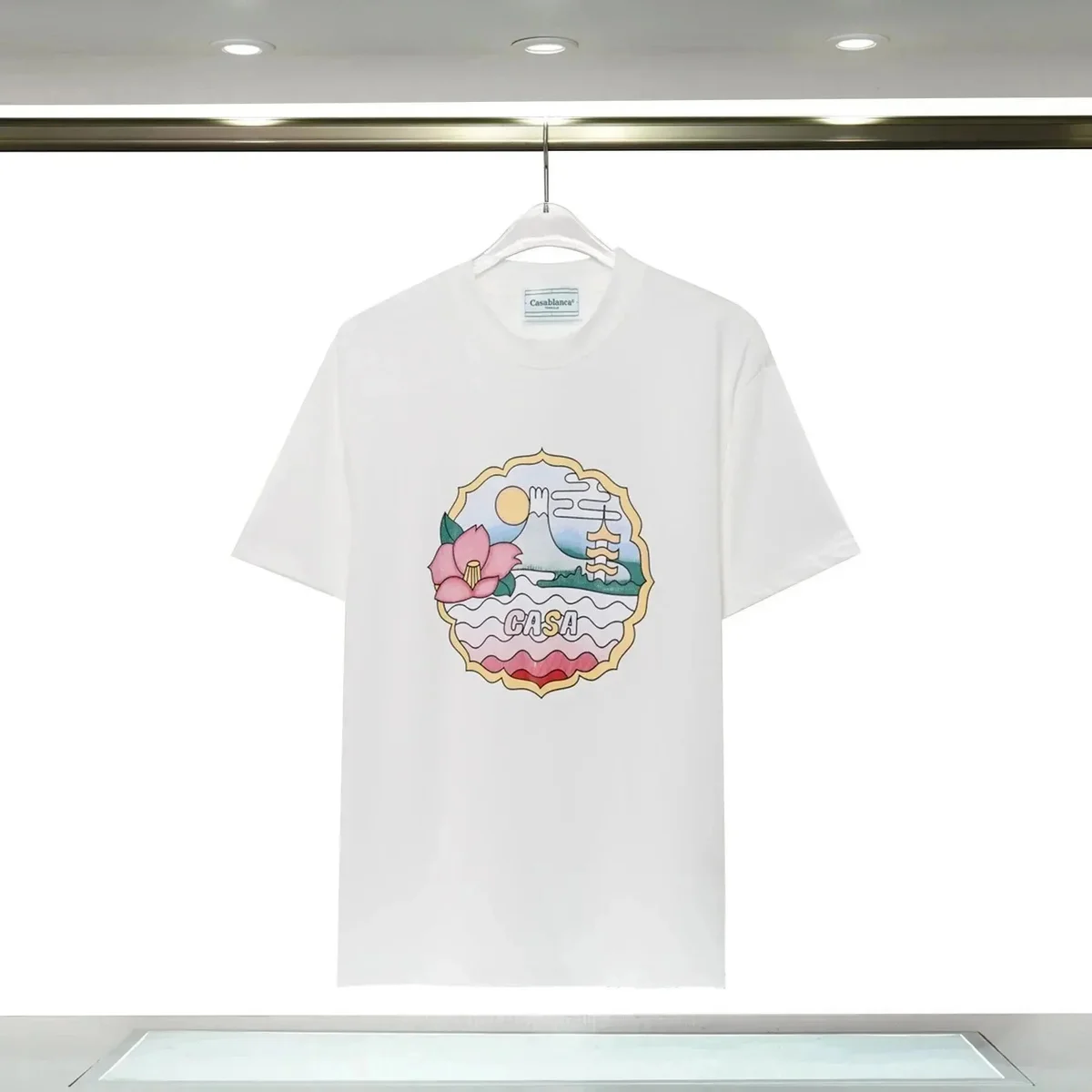 Casablanca Cassblanca Casa White T-Shirt with Japanese Landscape Print White - 1