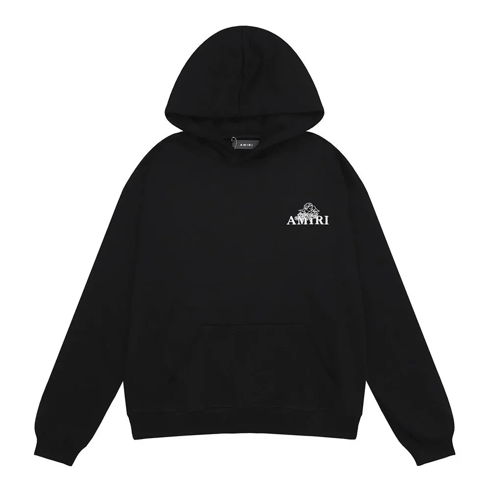 Amiri Amiri Black Logo Embroidery Hoodie Black - 1
