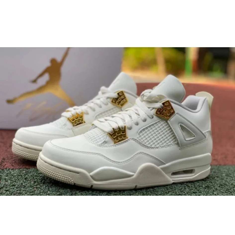Jordan Nike Air Jordan 4 White Gold Sneakers White - 1