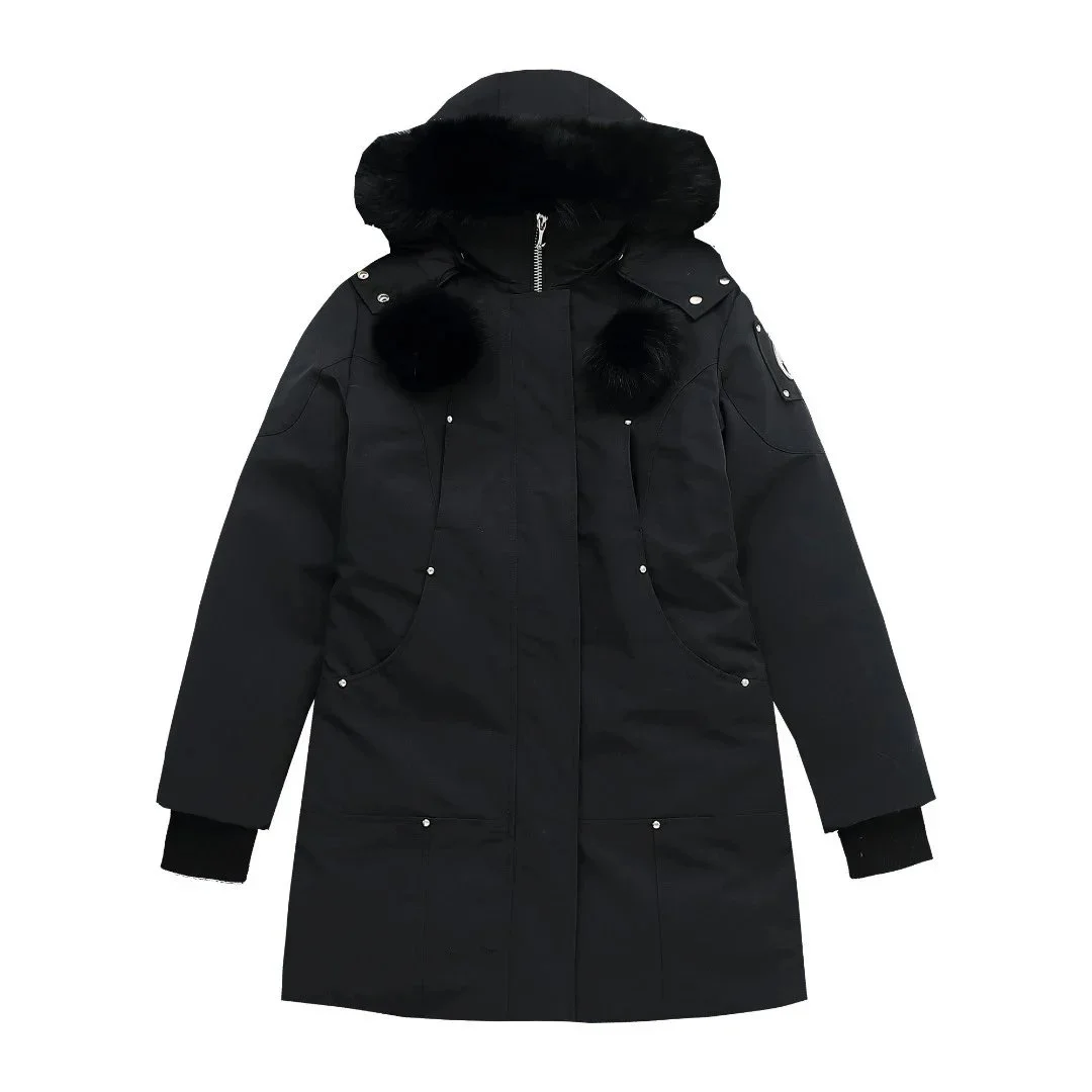 Other Black Fur-Collar Parka Coat Black - 1