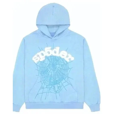 Other Light Blue Spider Web Graphic Hoodie Blue - 1