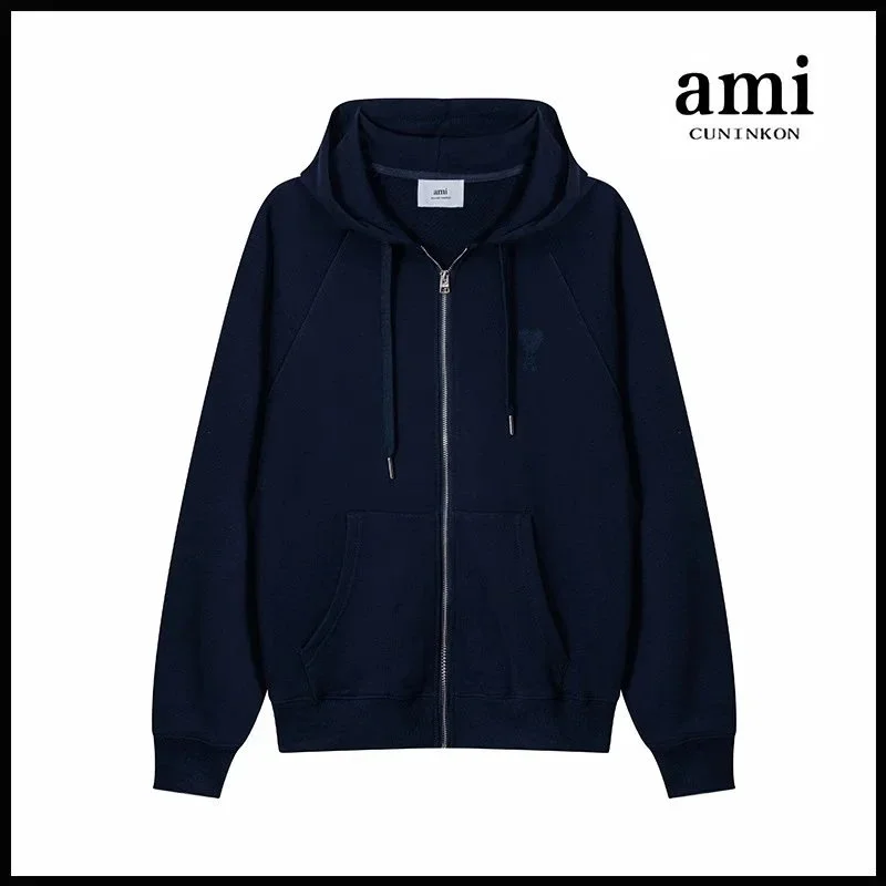 Ami Paris Ami Paris Navy Zip-Up Hoodie Navy - 1