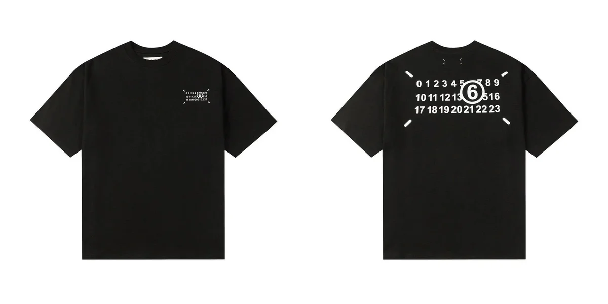 Maison Margiela Maison Margiela Black T-Shirt with White Numeric Print Black - 1