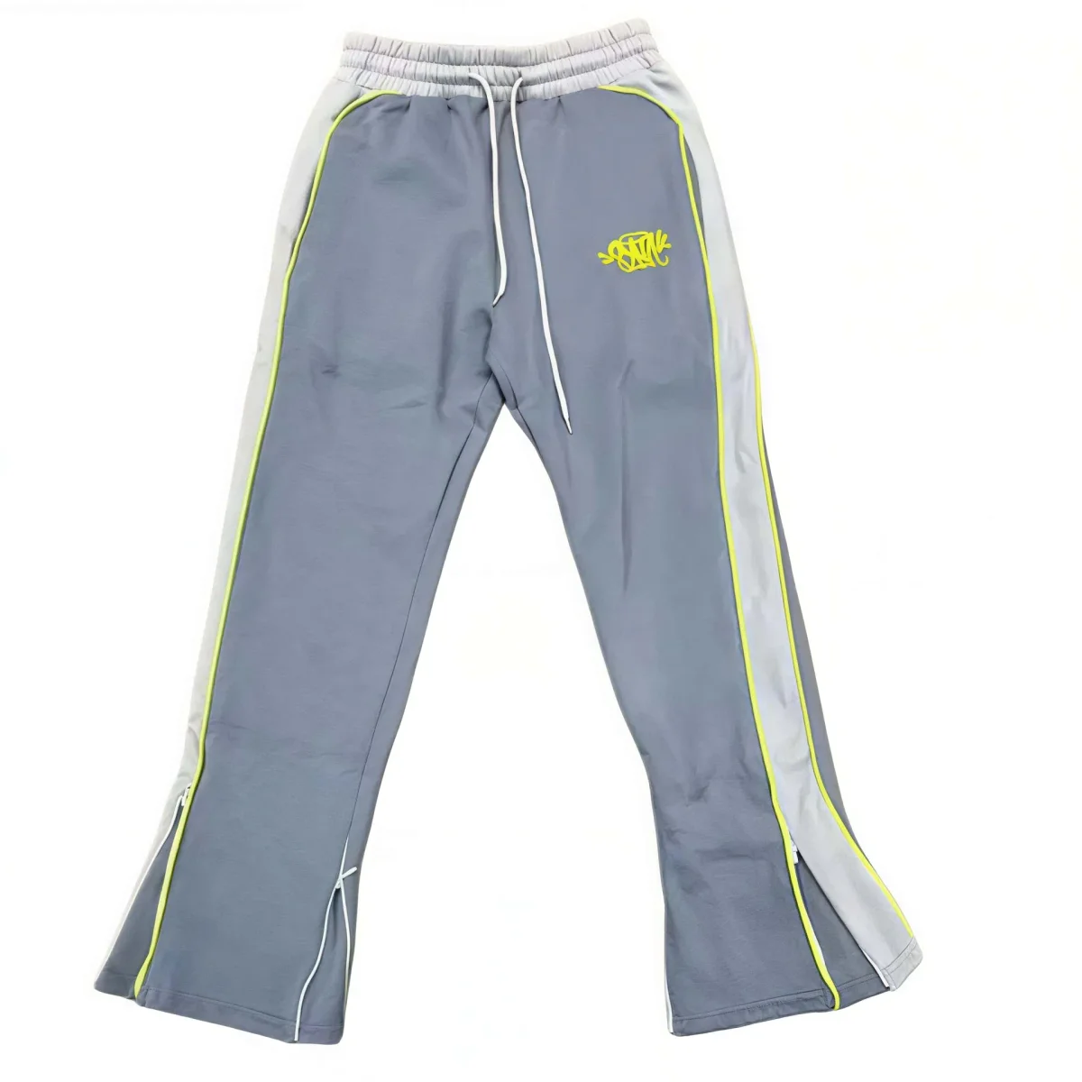 Other Unisex Grey & Yellow Track Pants with Zippered Hems Grey - 1