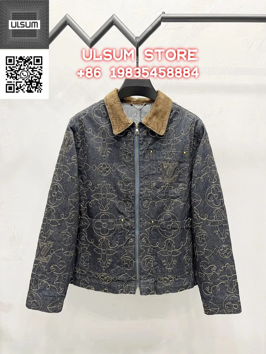 Louis Vuitton Monogram Denim Jacket with Corduroy Collar