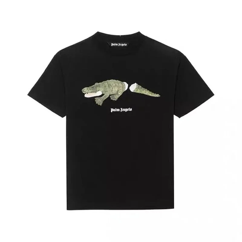 Palm Angels Palm Angels Crocodile Print Black T-Shirt Black - 1