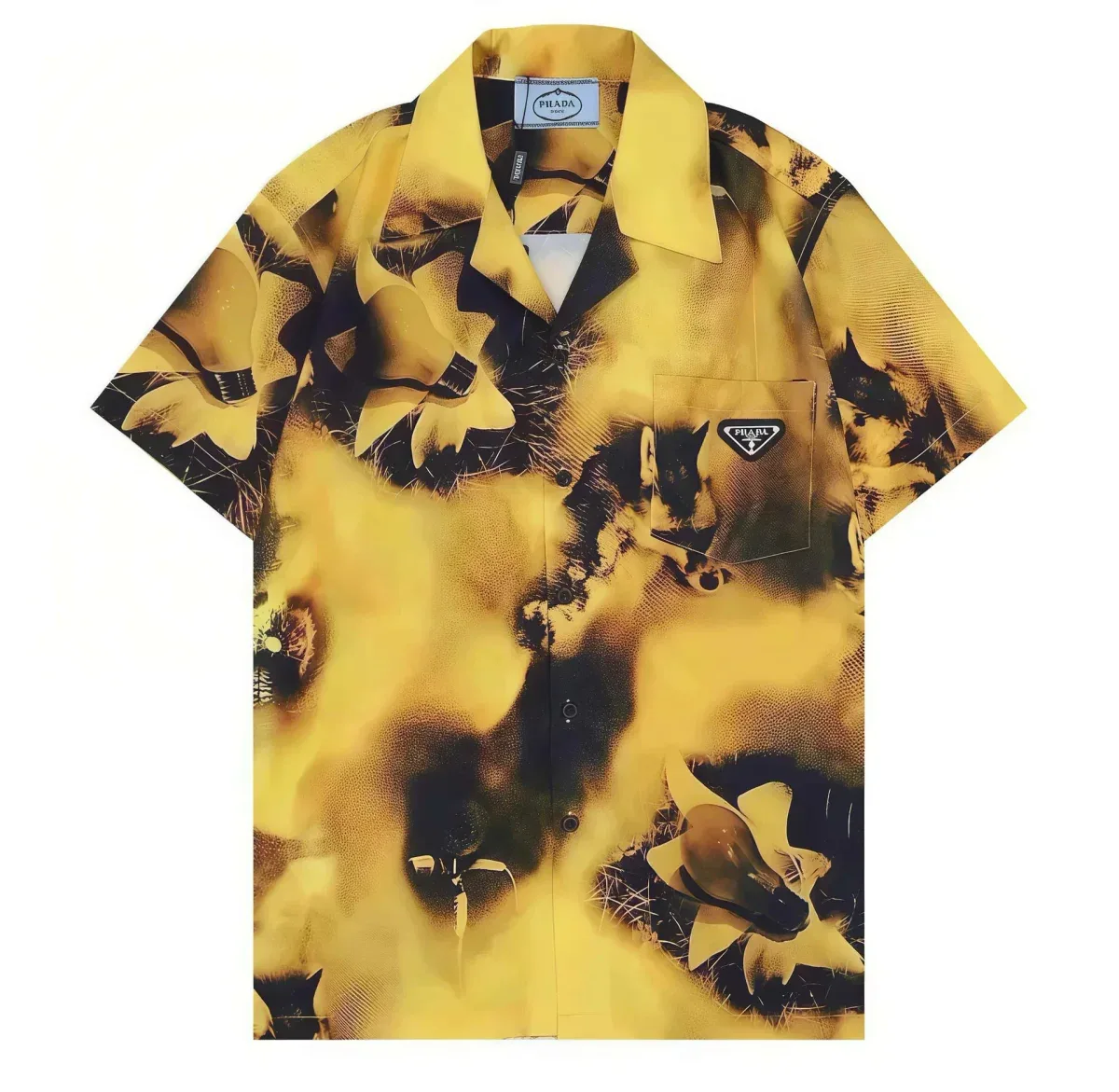 Prada Prada Yellow Floral Print Short-Sleeve Shirt Yellow - 1