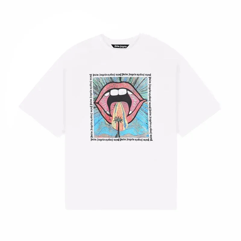 Palm Angels Palm Angels White Tongue Print T-Shirt White - 1