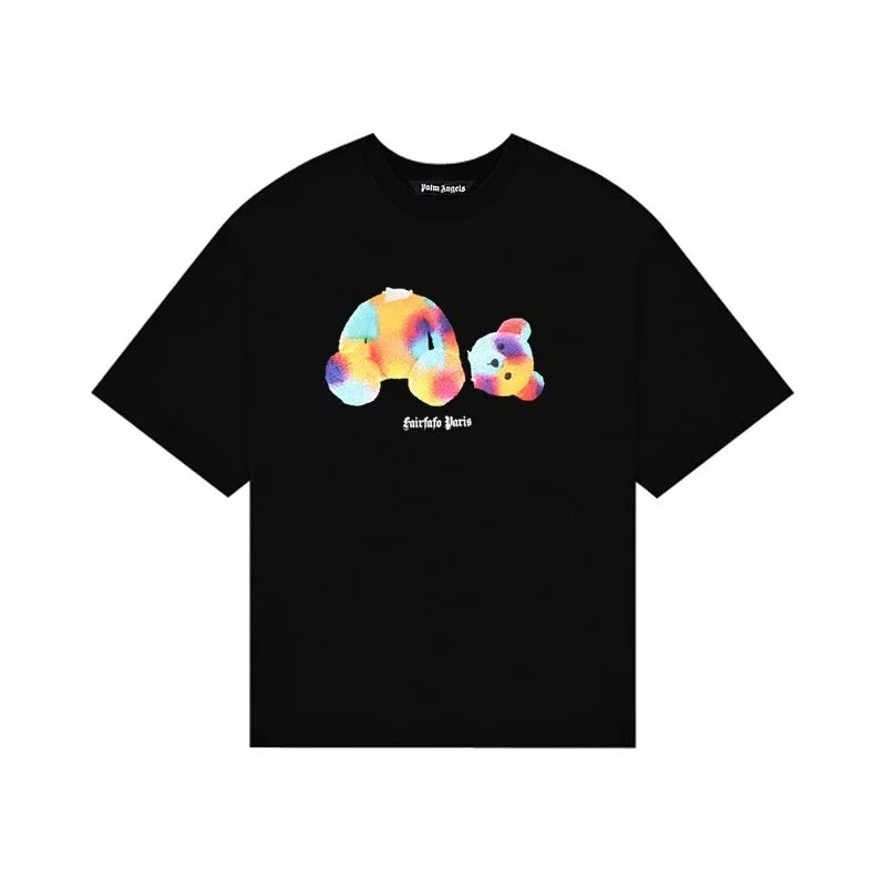Palm Angels Palm Angels Bear Black Tie-Dye T-Shirt Black - 1