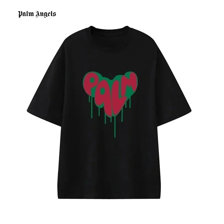 Palm Angels Palm Angels Heart Print Oversized Black T-Shirt Black - 1