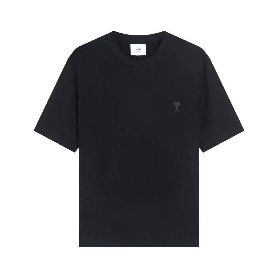 Ami Paris Ami Paris Black T-Shirt Solid Casual Top Black - 1
