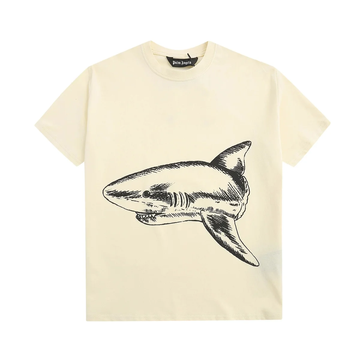 Palm Angels Palm Angels Bear Shark Print T-Shirt Cream Cream - 1