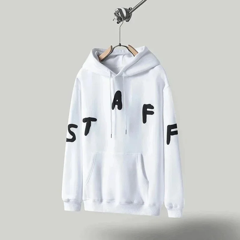 Other White Staff Print Hoodie Sweatshirt White - 1