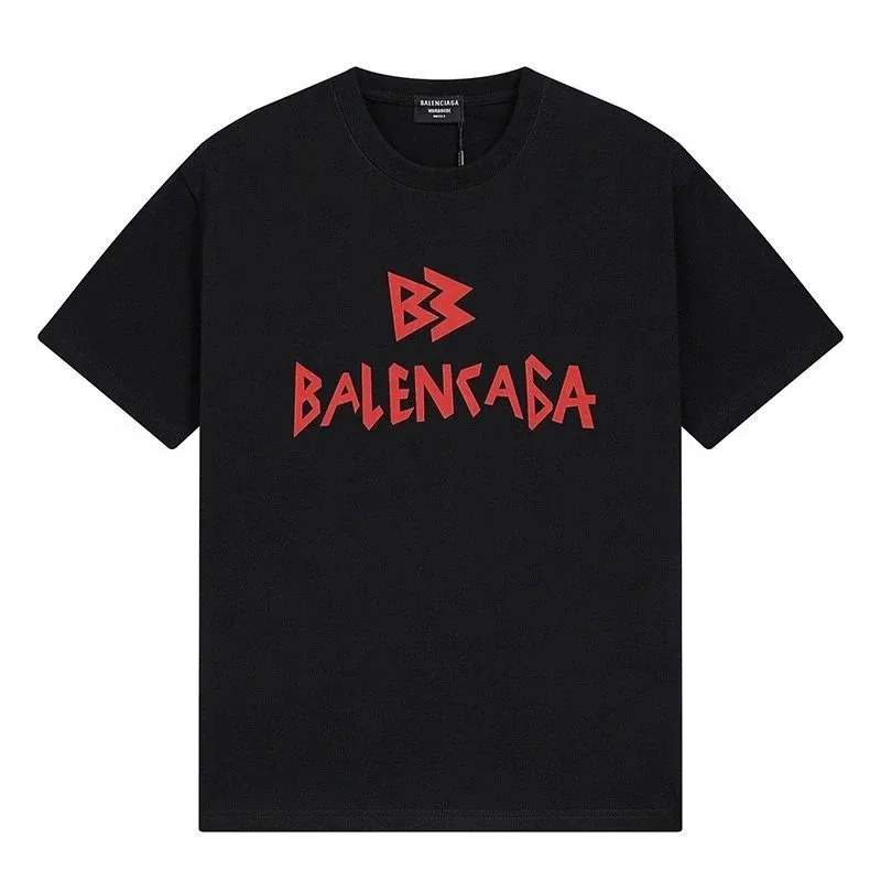 Balenciaga Balenciaga Black Red Logo T-Shirt Black - 1