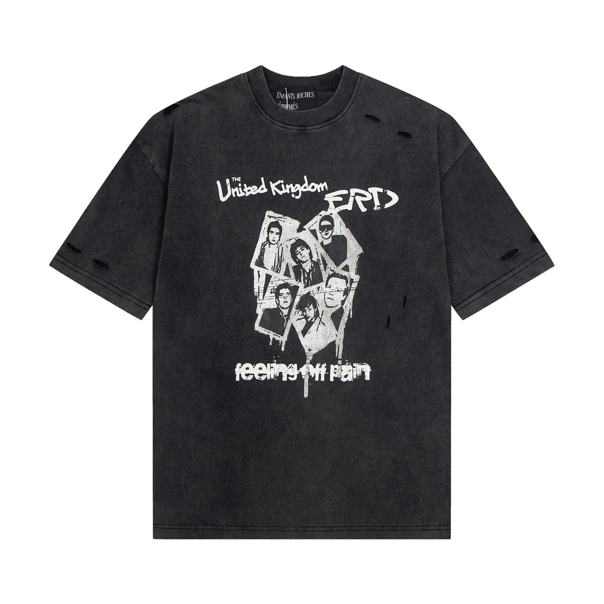 Other Distressed Black T-Shirt with United Kingdom ERD Graphic Black - 1
