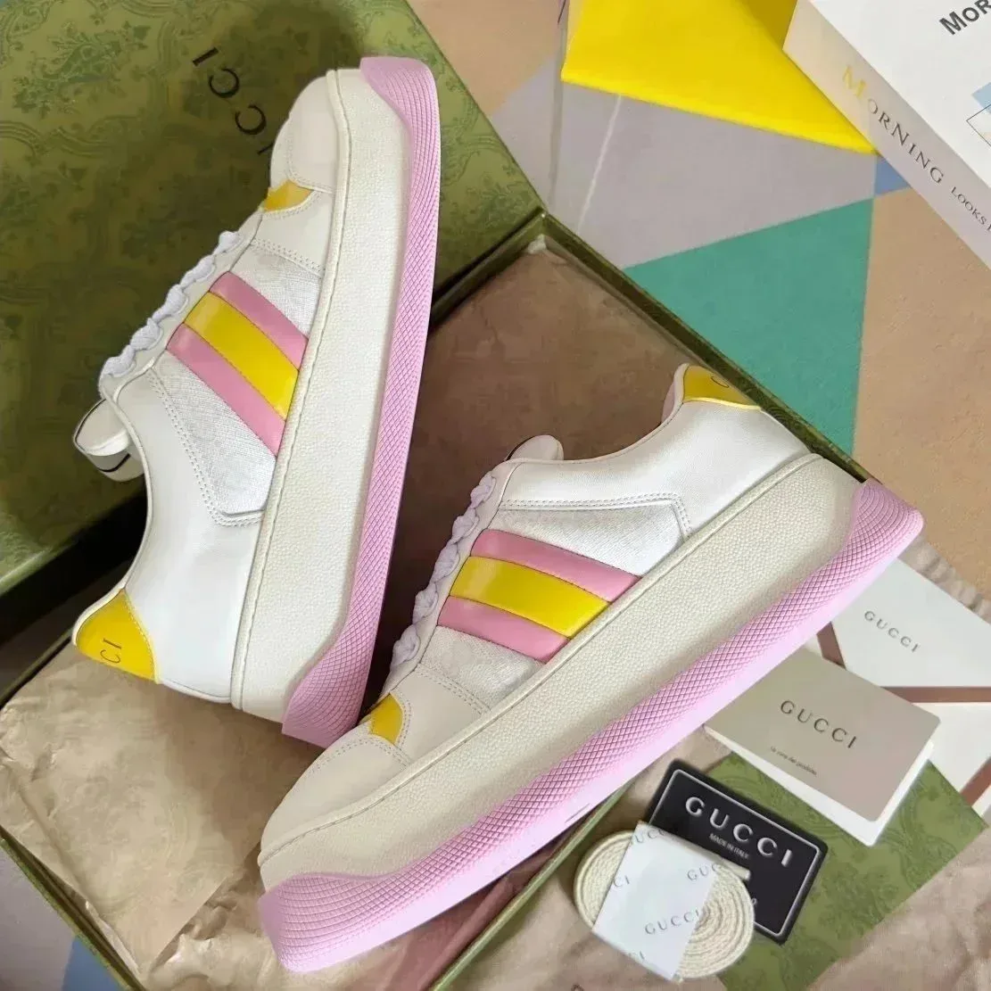 Gucci Gucci Ace White Pink Yellow Sneakers White - 1