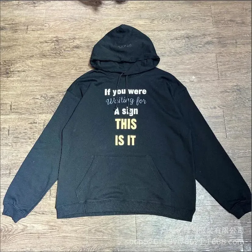 Other Black Oversized Hoodie with Text Print Black - 1