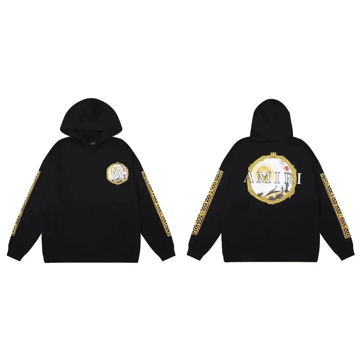 Amiri Amiri Black AMIRI Hoodie with Gold Embroidery Black - 1