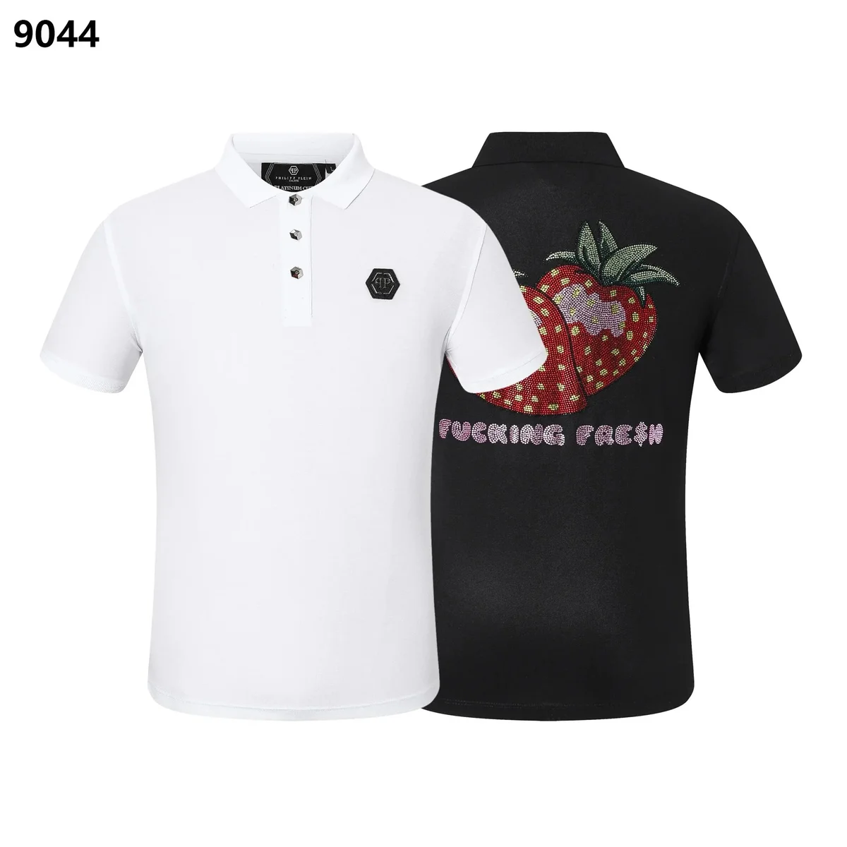 Philipp Plein Philipp Plein Strawberry Embellished Polo Shirt White - 1