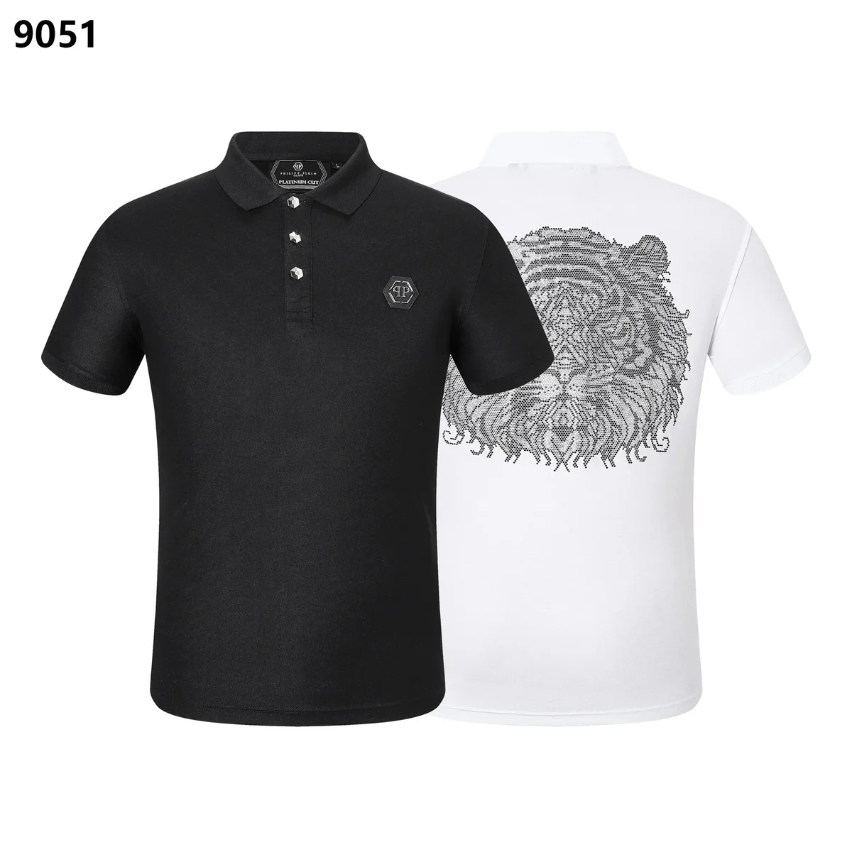 Philipp Plein Philipp Plein Tiger Head Polo Shirt Black/White Black - 1
