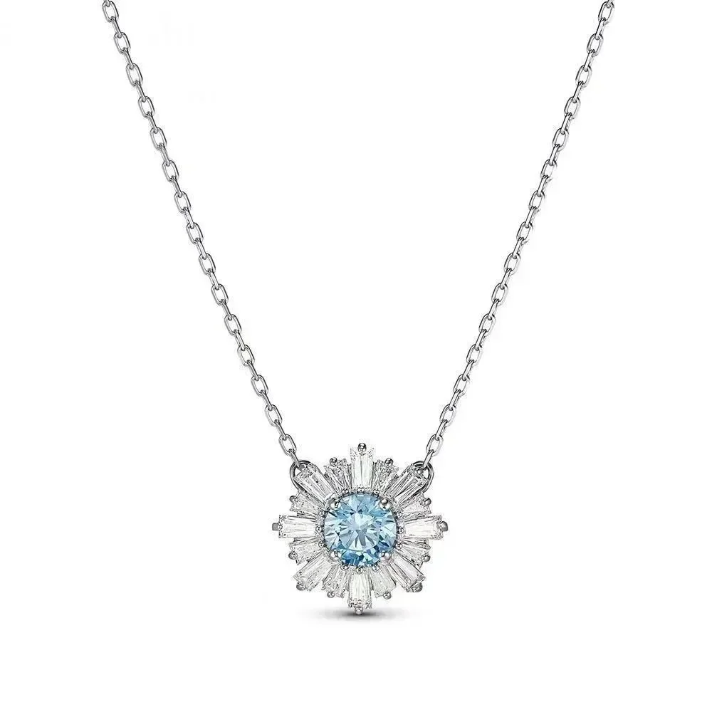 Pandora Necklace with Blue Crystal Flower Pendant Blue - 1