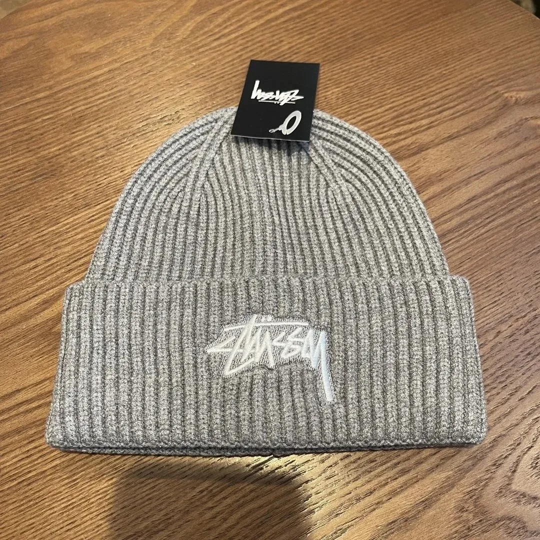 Stussy Stussy Beanie Grey Solid Headwear Grey - 1