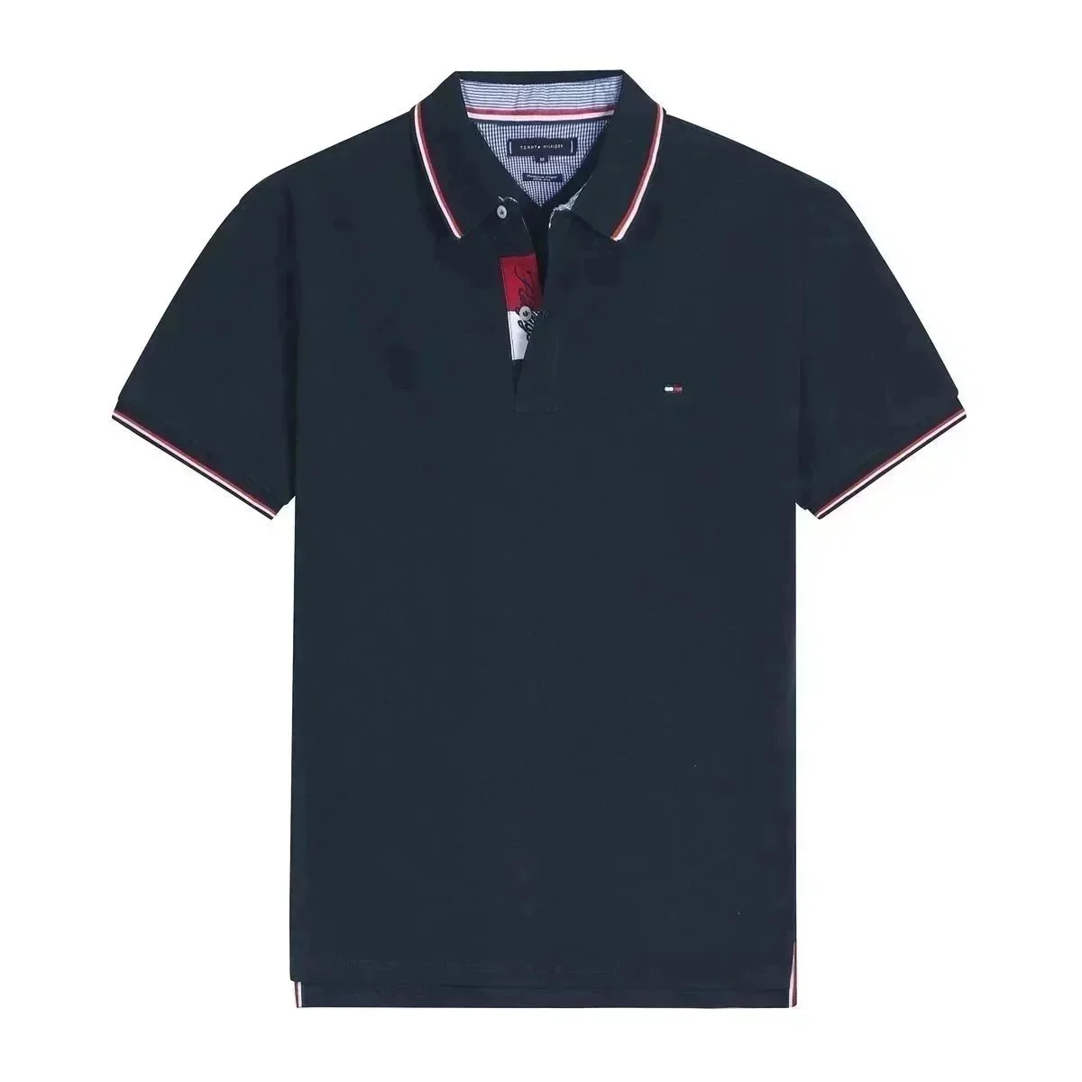 Tommy Hilfiger Tommy Hilfiger Navy Polo Shirt with Red & White Trim Navy - 1