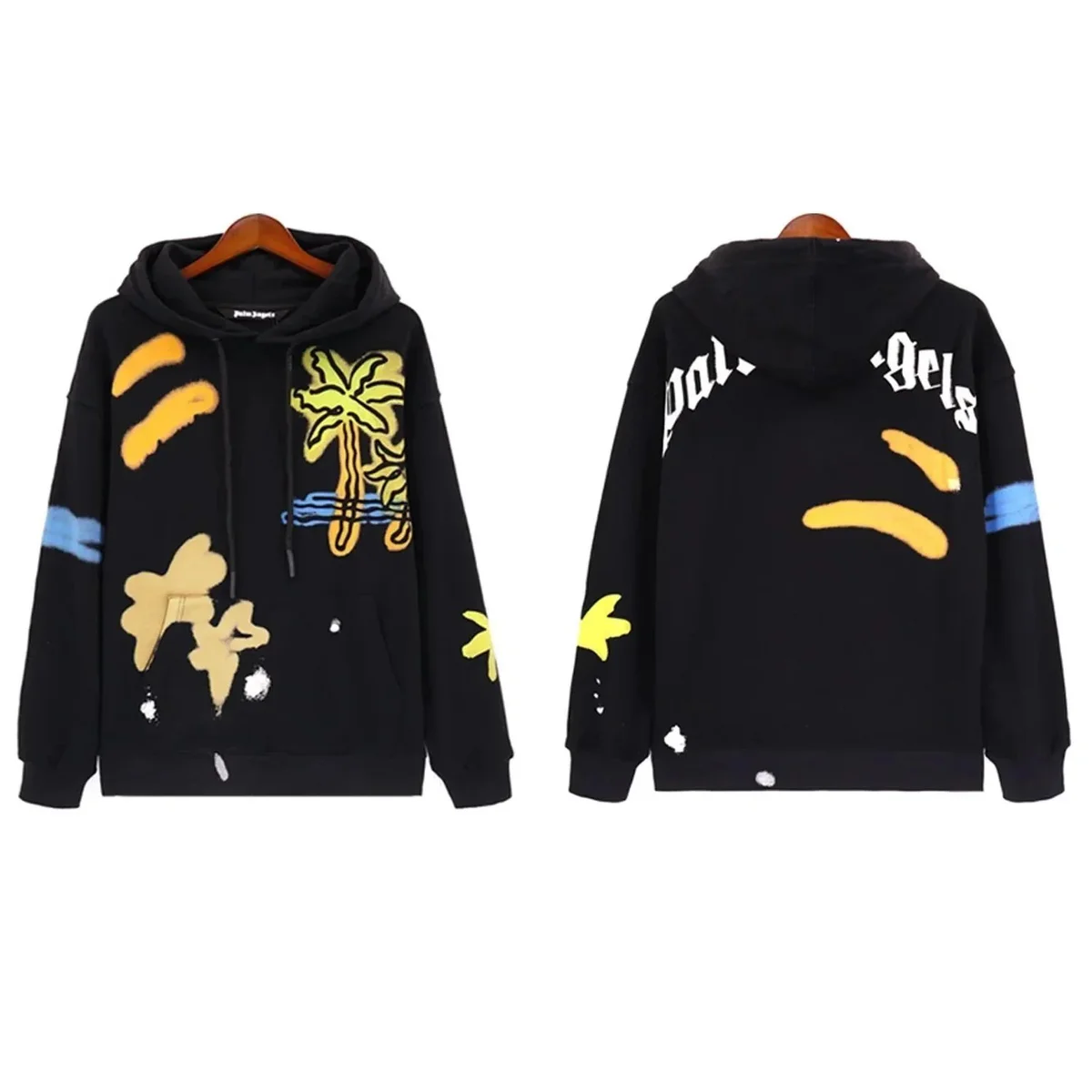 Palm Angels Palm Angels Bear Black Palm Tree Print Hoodie Black - 1