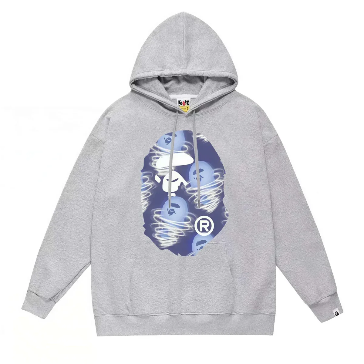 A Bathing Ape A Bathing Ape BAPE STA Grey Hoodie with Blue & White Graphic Grey - 1