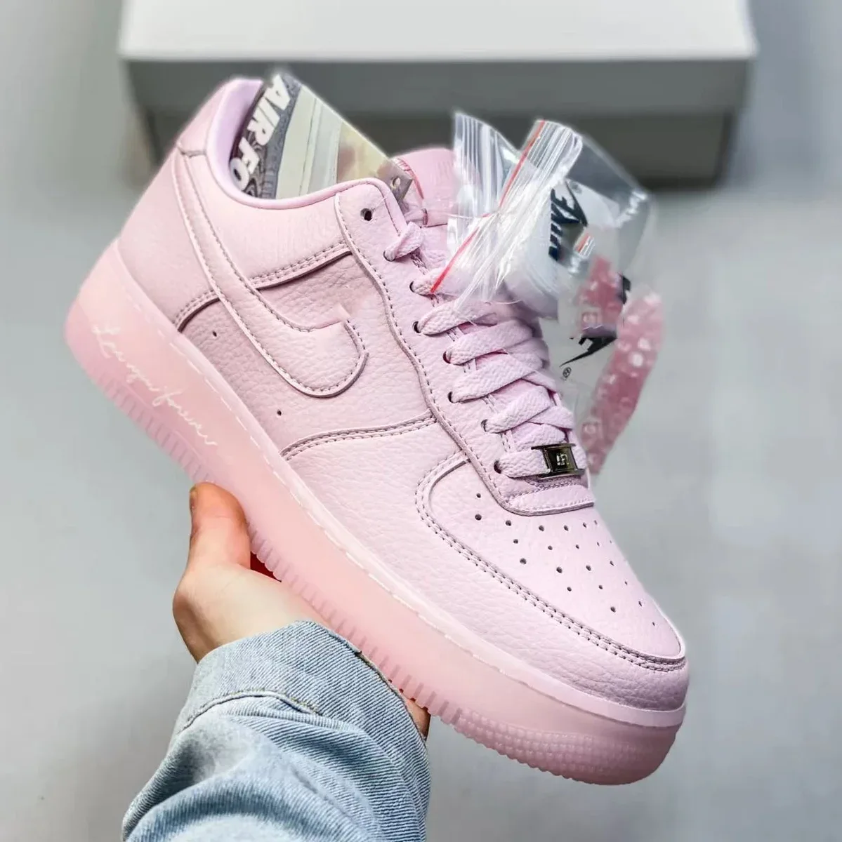 Nike Nike Air Force 1 Pink Leather Sneakers Pink - 1