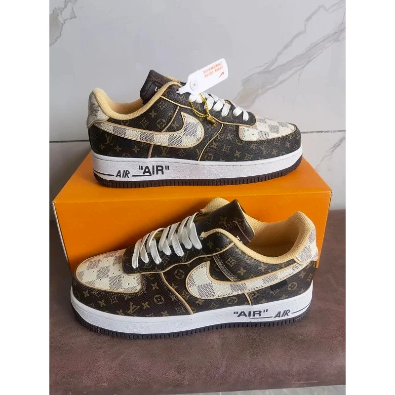 Nike Nike Air Force 1 Louis Vuitton Collaboration Brown & Beige Sneakers Brown - 1