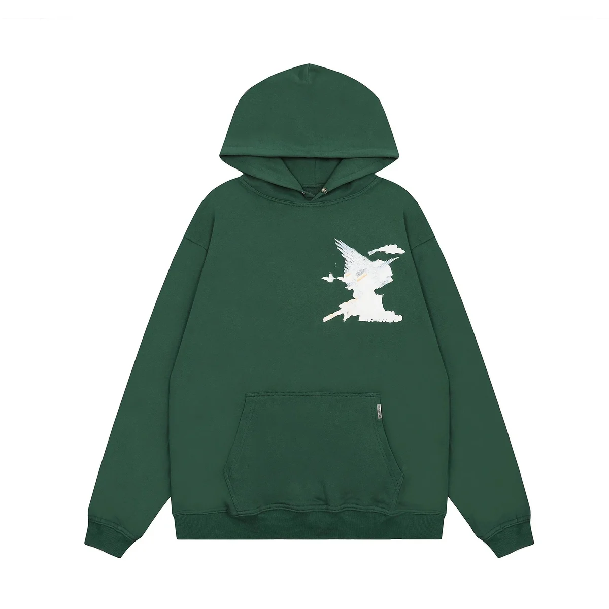 Other Green Angel Print Hoodie Sweatshirt Green - 1