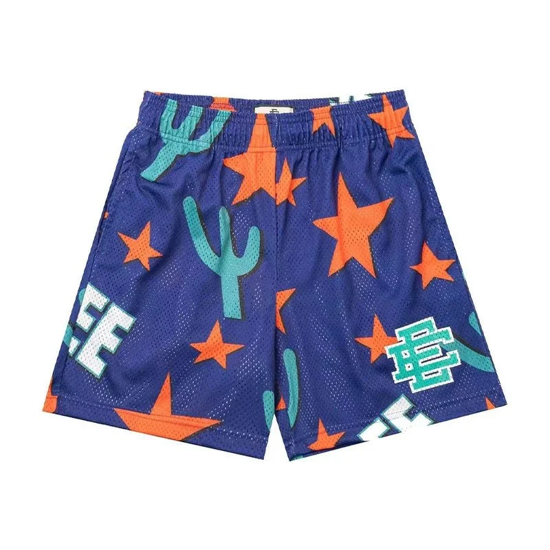 Mitchell & Ness Printed Basketball Shorts Blue Orange Stars Cacti Blue - 1
