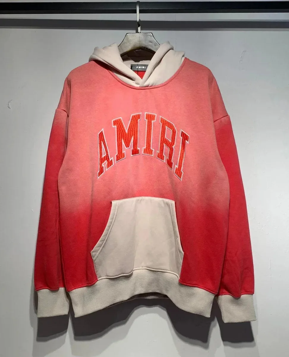 Amiri Amiri Red & Beige Gradient Hoodie with Embroidered Logo Red - 1
