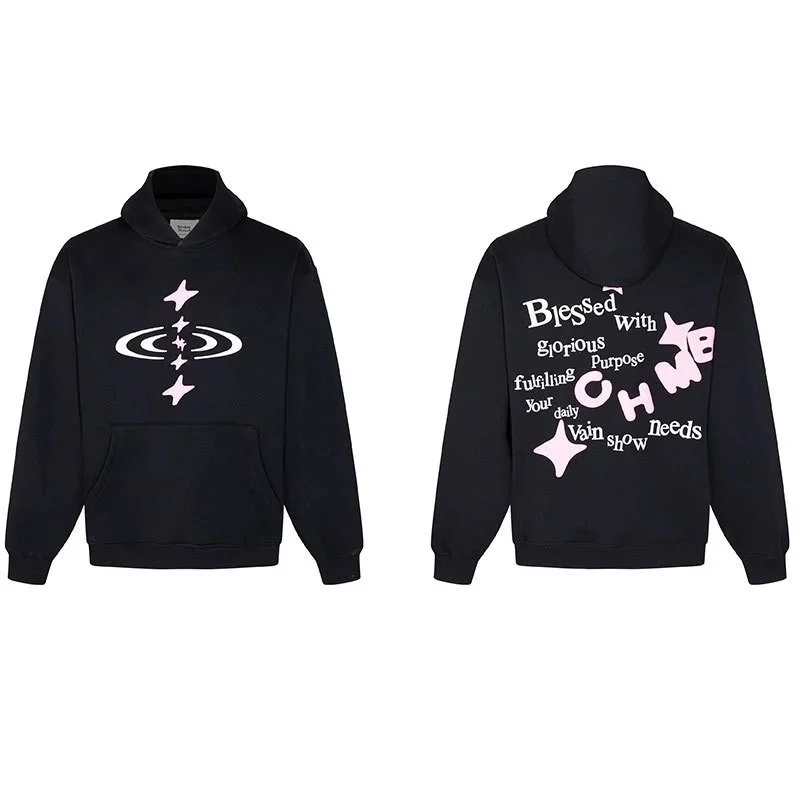 Other Black Hoodie with Pink & White Graphic Print Black - 1