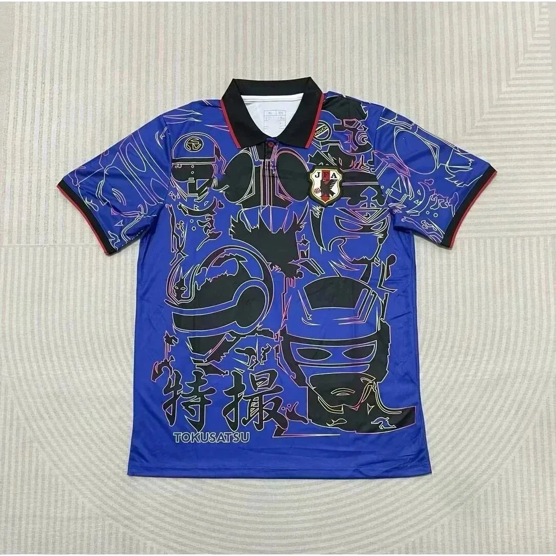 Other Blue Tokusatsu Graphic Polo Shirt Blue - 1