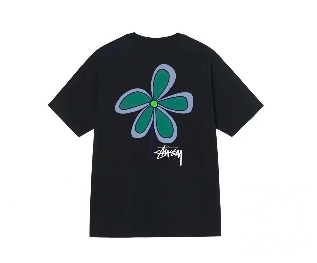 Stussy Stussy Flower Print Black T-Shirt Black - 1