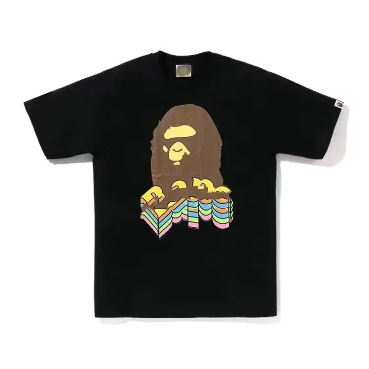 A Bathing Ape A Bathing Ape BAPE STA Black T-Shirt with Colorful Logo Print Black - 1