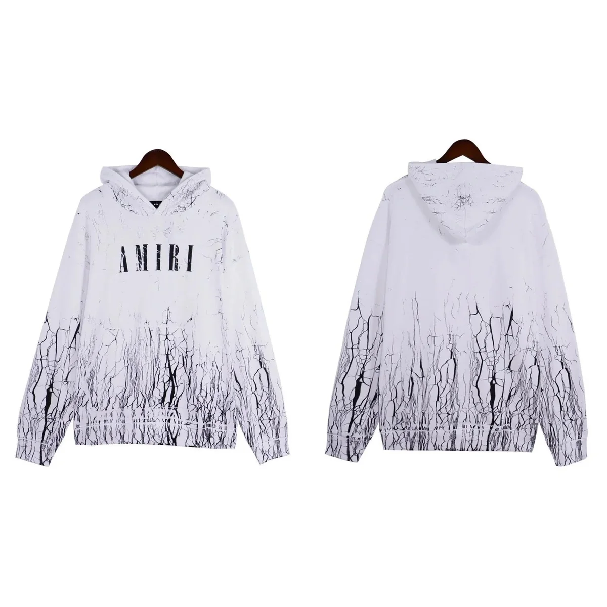 Amiri Amiri White Cracked Print Hoodie White - 1