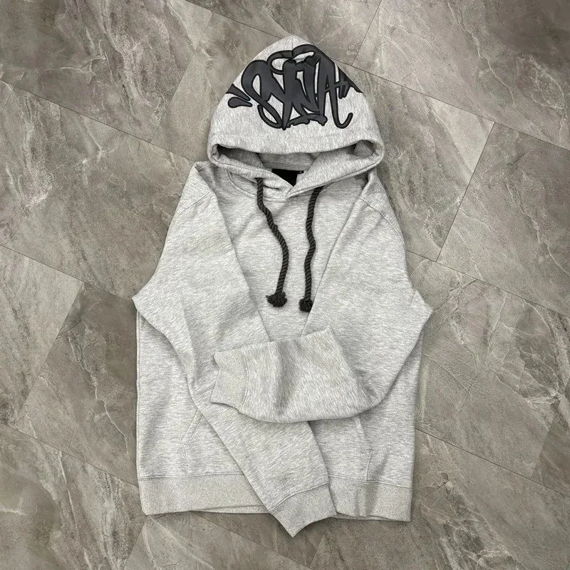 Essentials Unisex Grey Graffiti Print Hoodie Grey - 1