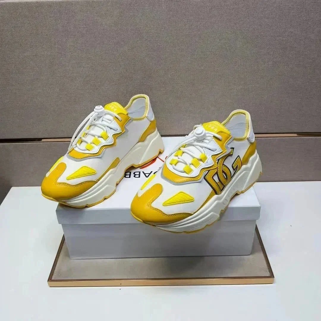 Dolce & Gabbana Dolce & Gabbana White & Yellow Sneakers White - 1